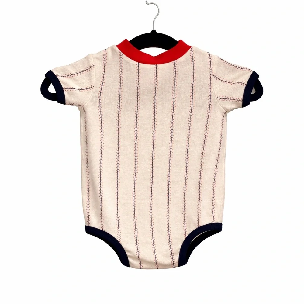 Babyworks Baseball Henley Onesie 6-9M Pinstripe